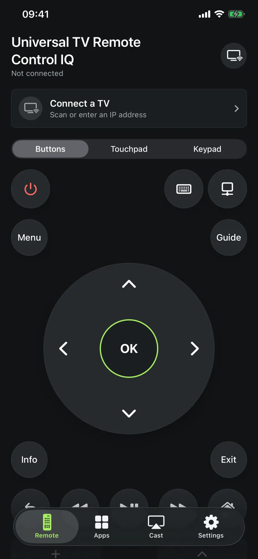 Remote Control IQ button remote with touchpad and keypad modes